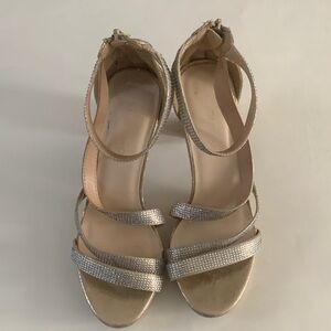 Sparkling Metallic Gold Strappy Heeled Sandals